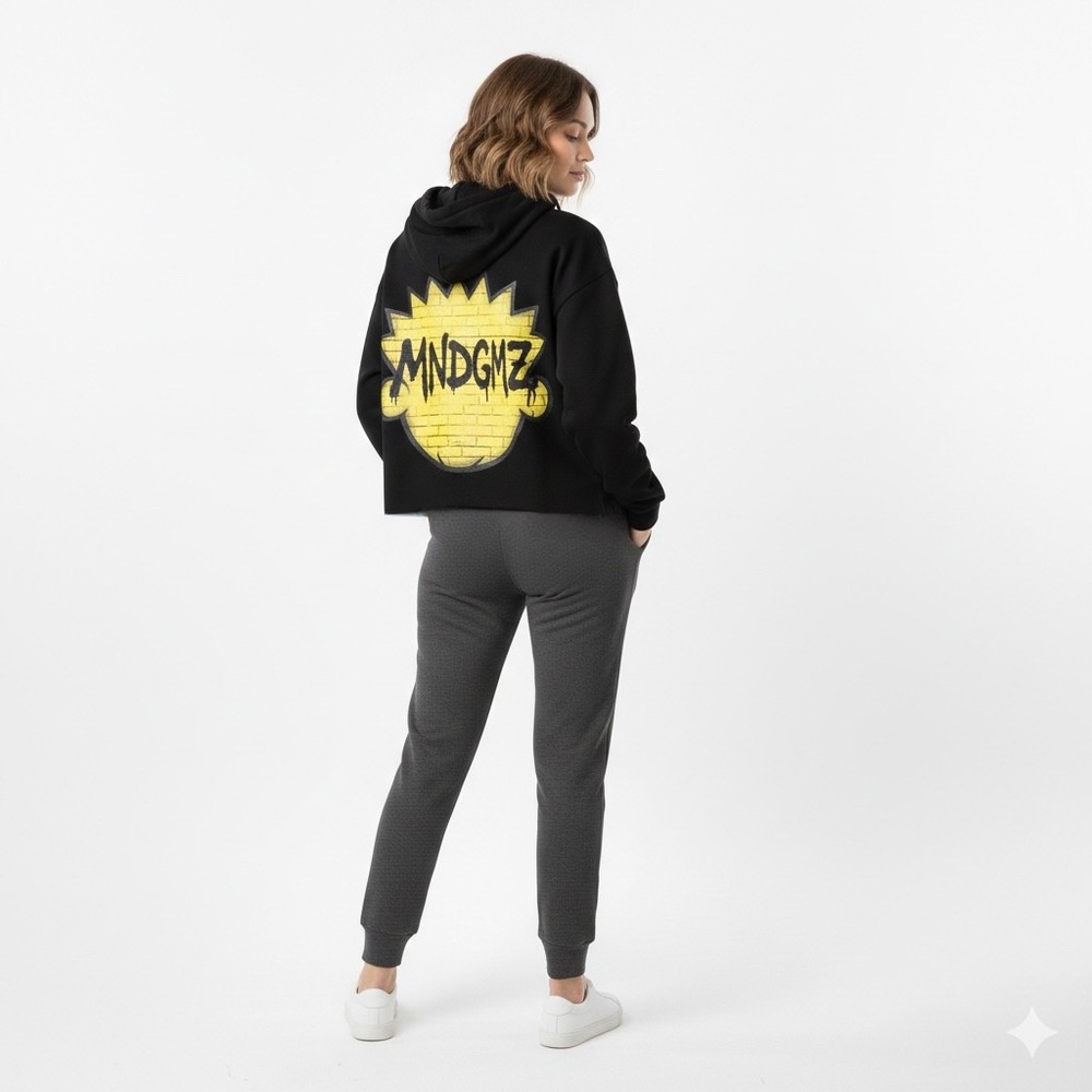 DNA MND GMZ Bart Simpson Graphic Hoodie M Black Cotton Boxy Cropped Streetwear - Picture 6 of 15